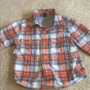 Baby GAP Kids Orange and Blue Plaid Button Down Shirt